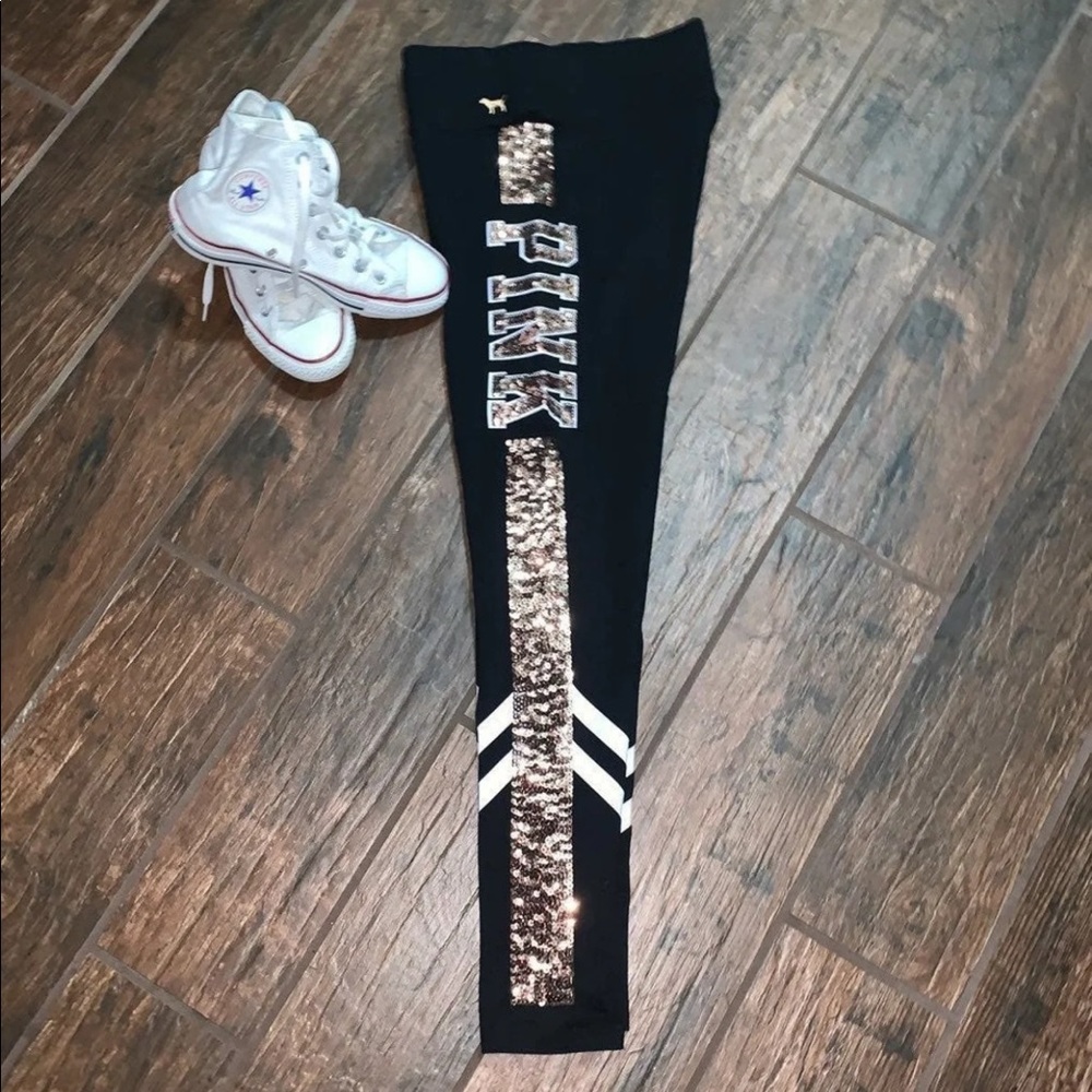 VS PINK SEQUIN LEGGINGS MEDIUM